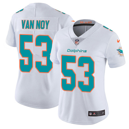Nike Miami Dolphins #53 Kyle Van Noy White Women Stitched NFL Vapor Untouchable Limited Jersey->women nfl jersey->Women Jersey